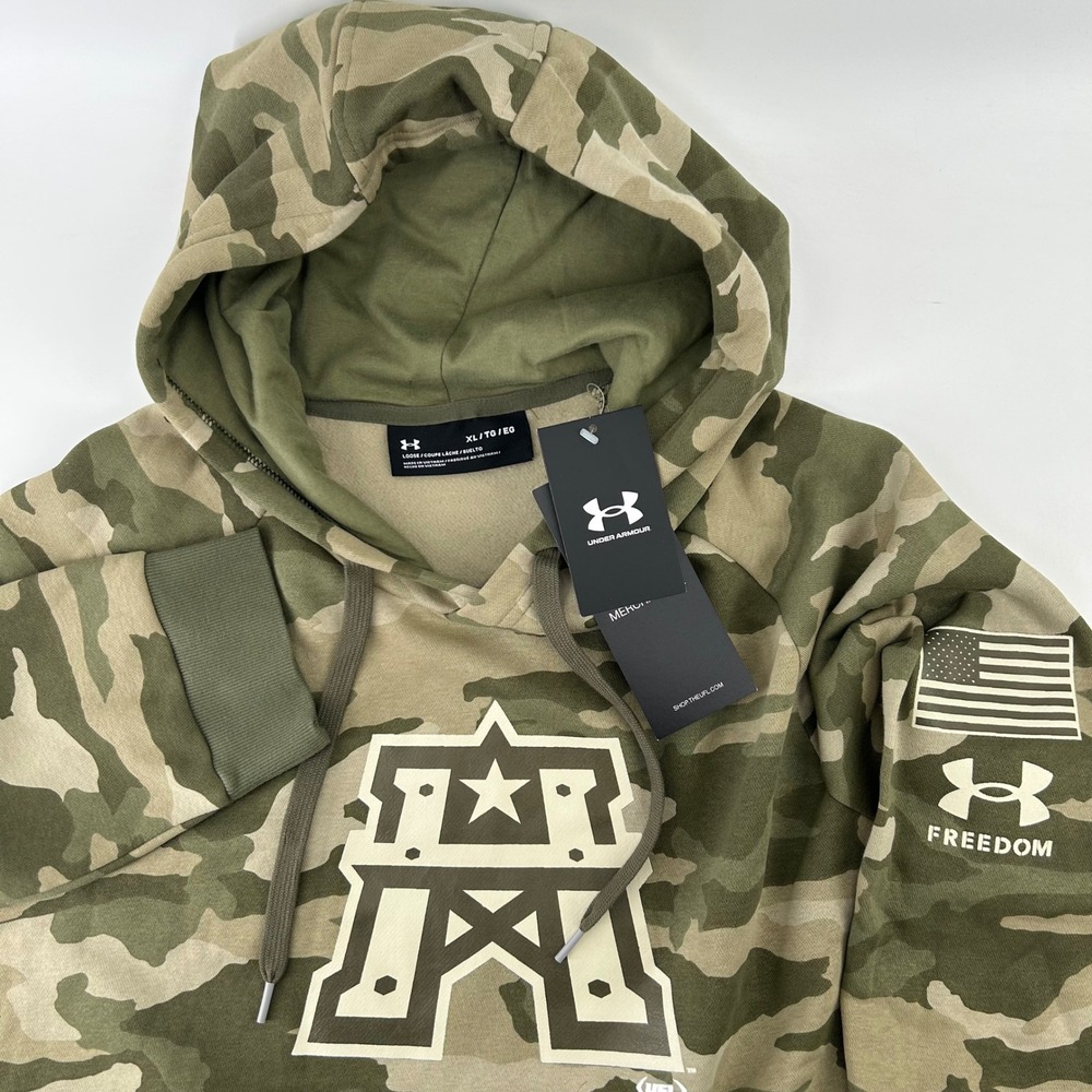 Under Armour Hoodie Mens XL Green Camo UFL Houston Roughnecks Freedom NWT
